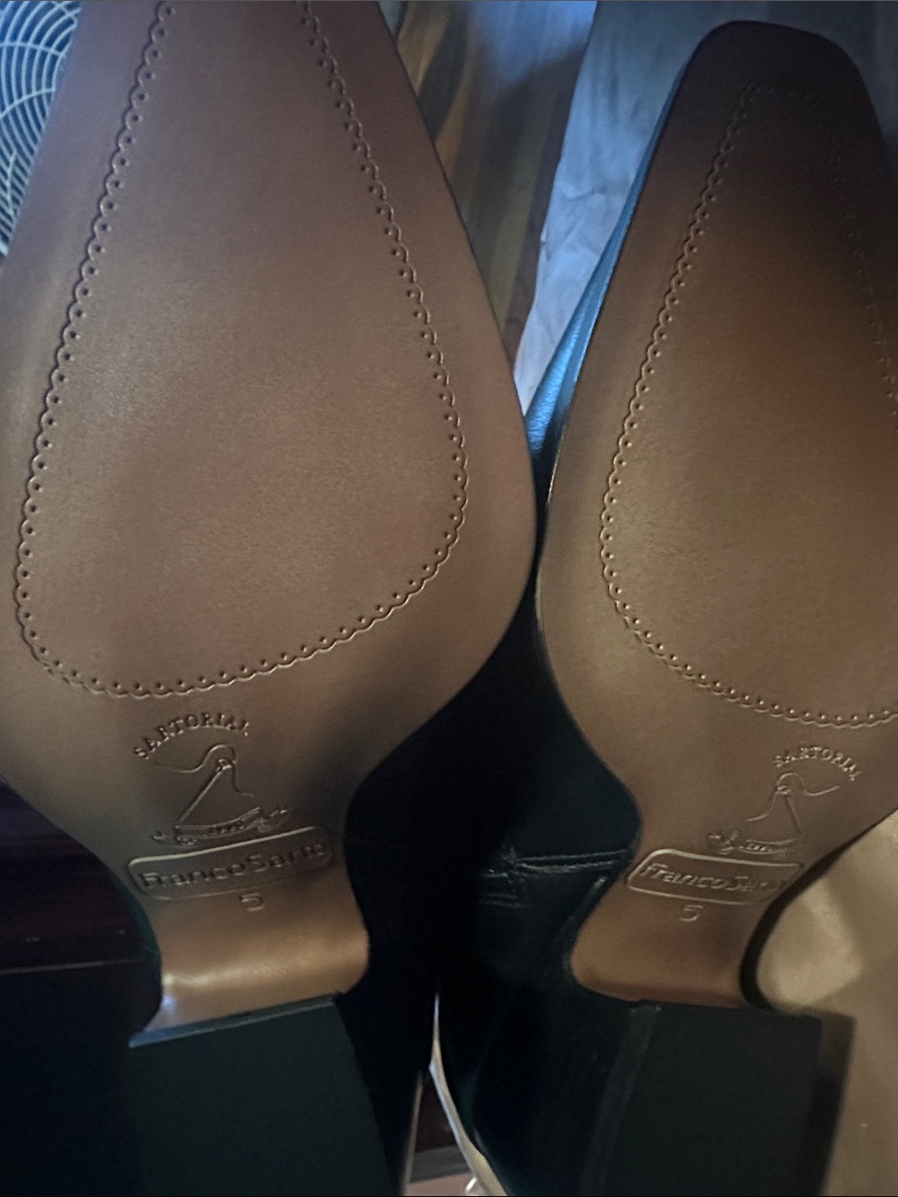 Franco Sarto Black Leather Pointed-Toe Ankle Boots